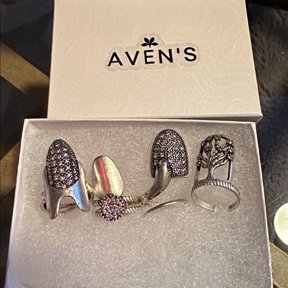 AVEN'S Silver Unique Nail Ring Set